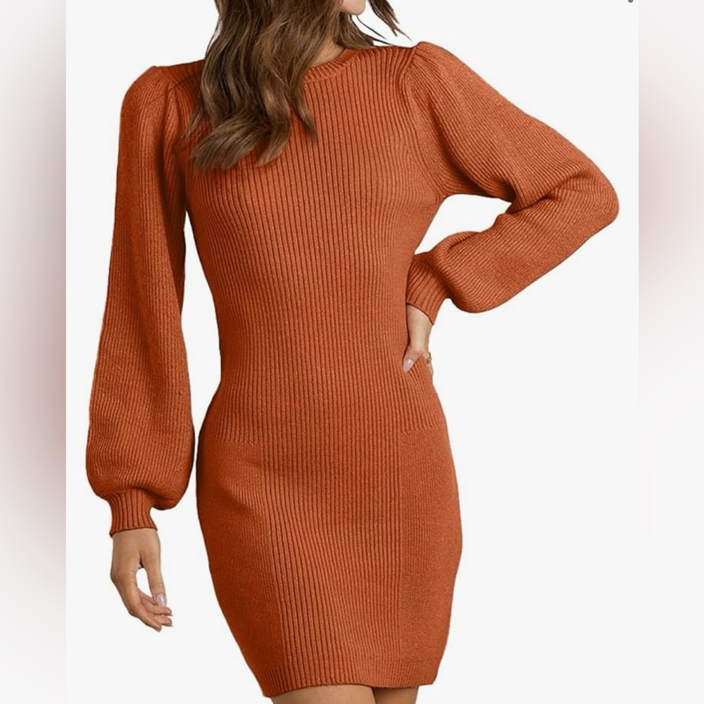 NWT women’s casual long sleeve body con sweater dress stretchy pullover jumper M